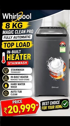 Whirlpool 8 Kg 5 MAGIC CLEAN PRO SW H Fully Automatic Top Load Washing Machine review 🔥💯