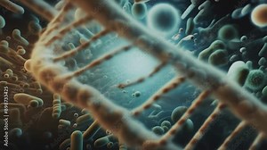 Futuristic nanobot operating, destroying a cancer cell with laser. Nanotechnology, nanobots, future of medicine, surgery robot, microscopic robot, microbot, cancer cure concept.