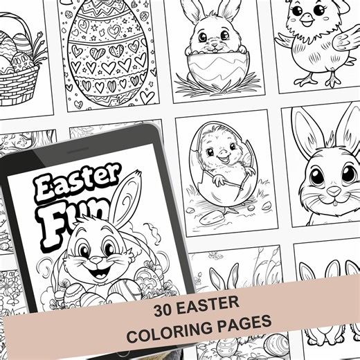Easter Coloring Book | 30 Pages, Bunny & Activity Sheets (PDF Download) - Etsy