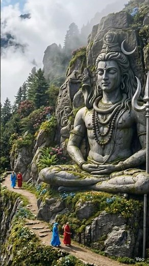 Divine Serenity: Giant Lord Shiva Mountain Statue | Mahadev Meditation 🏔️✨