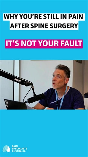 3 comments | Chronic pain after spine surgery is common, complex, and often misunderstood. Watch the full discussion here: https://ow.ly/Ow2M50XQvLL We are here: https://ow.ly/Ioai50XQvLI | Pain Specialists Australia | Facebook