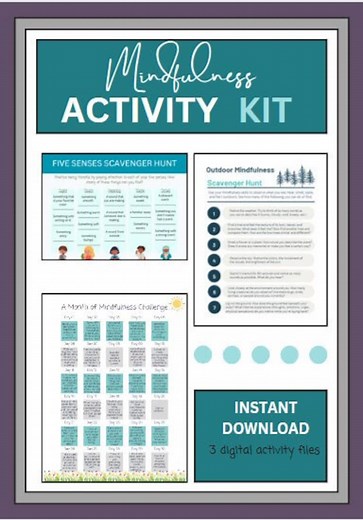 Printable Mindfulness Activity Kit - Therapy Worksheets for Adolescents, Teens, Adults - Mindfulness Challenge, Scavenger Hunts - Etsy