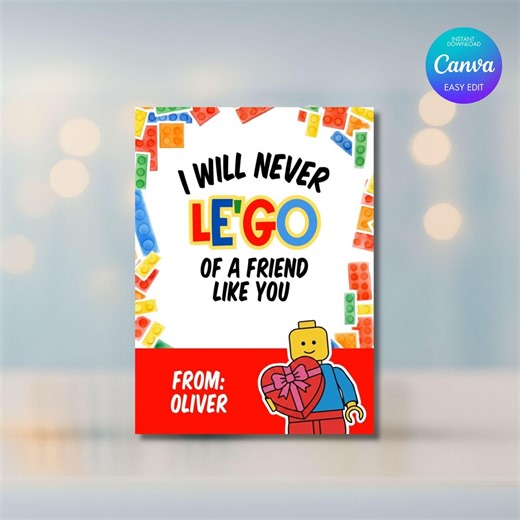 Brick Valentine Gift Tags Printable, Building Block Friendship Cards for Kids, Classroom Valentine Exchange - Etsy