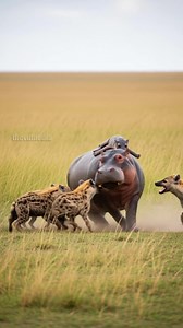 Mother Hippo Fights Off Pack Of Hyenas To Protect Her Newborn Calf! #animals #nature #wildlife | Vu Bros