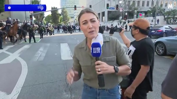 Reporter shot in the leg with rubber bullet while filming at LA protests