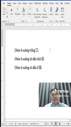 Cách đánh dấu Tick và ô vuông trong Word
