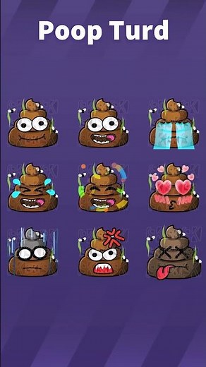 Poop Turd Emotes - poop - emoji - cute - stinky - expressions