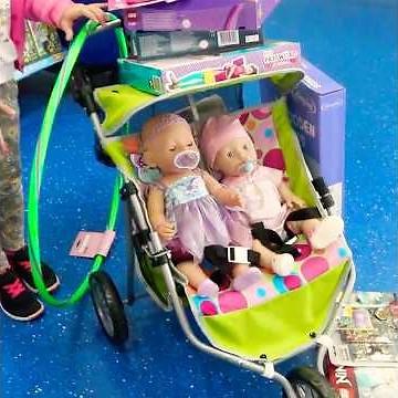 Dimples Twin Doll Jogger Unboxing + Baby Annabell & Baby Born Toy Store Shopping!