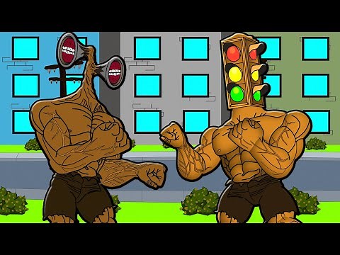 MUSCLE TRAFFIC LIGHT HEAD VS MUSCLE SIREN HEAD! Cartoon Animation