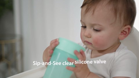 Dr. Brown's Milestones Cheers 360 Training Cup for Toddlers & Babies, Leak-Free Sippy Cup, Pink & Turquoise, 10 oz/300 ml, 9m , 2 Pack (Colors May Vary)