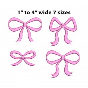 4 Mini Bow Embroidery Design, 7 Sizes, Mini Bow Machine Embroidery Design, Ribbon Bow Tie Embroidery Design File, Satin Stitch Bow, Bx File - Etsy