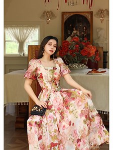 Mr. Water New York Red Roses Square Neck Event Dress - Etsy