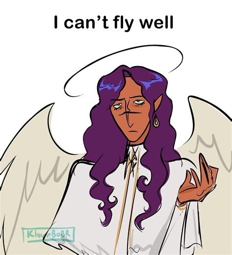 Skill issue For context: Eliot almost entirely ignores exercises for wings bc he often doesn’t need them in daily life . . . #digitalart #ocmemes #angeloc #originalcharacter #foryou