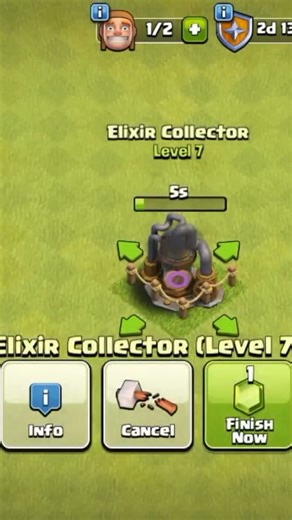 Elixir collector 1 to max level.#shortvideo #coc
