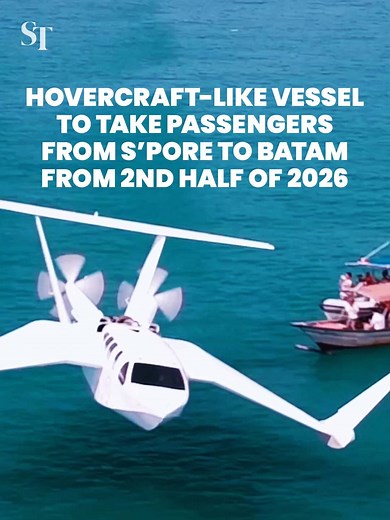 😮 Coming soon: A hovercraft-like vessel that will take passengers from Singapore to Batam in about 20 minutes is set to launch in the second half of 2026. #AirFish #hovercraft #Batam #Singapore #travel #StraitsTimes