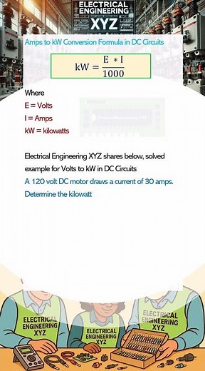 Amps and Volts to kW Conversion Formula in DC Circuits