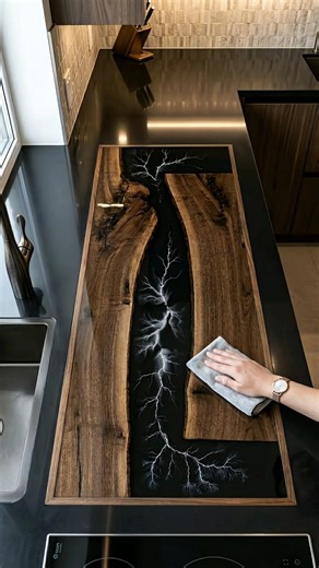 From Wood to Lightning Table in 30 Seconds 🔥 #shortsfeed #viralshorts #viralvideo #epoxy #trending