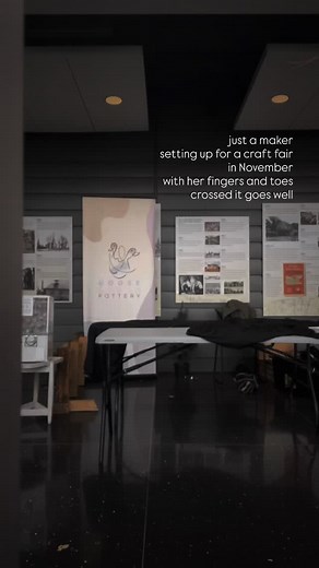 low key hopeful I have a good November The holidays are HERE for makers-and I’ve been hitting that pottery wheel, trying to make some cool pieces for my next few markets this month Fingers crossed tomorrow goes well 🤞 Support small this season, it truly means the world to artists putting themselves (and their art) out there #crafter #marketsetup #pottery | Goose and Swan Pottery