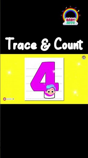 Learn and trace the number FOUR with BabyApps! | Let’s Trace 4