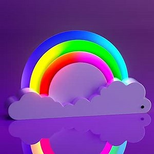 CHLORANTHUS Rainbow Night Light, Rechargeable Battery Powered 14 Color Night Light, LED Rainbow Neon Decorative Light with Remote Control for Kids, Baby, Nursery