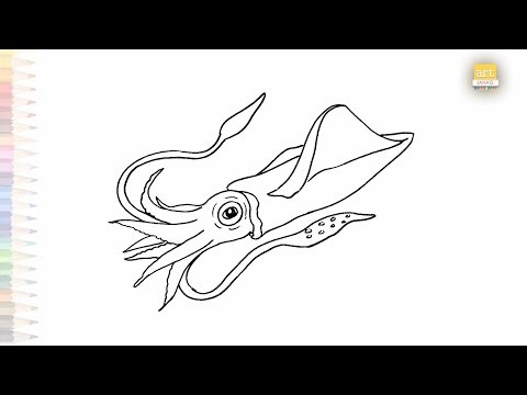 Giant squid drawing easy | Ocean animal drawings | How to draw Giant squid step by step #artjanag