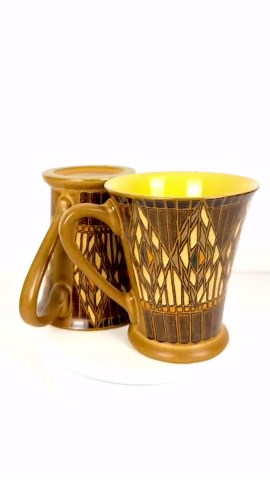 Gatsby Deco by Denby-langley – Art Deco Arts & Crafts Stoneware Mugs – Pair - Etsy