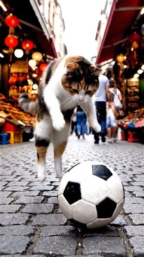 Cat's playing football on Instanbul Turkey
