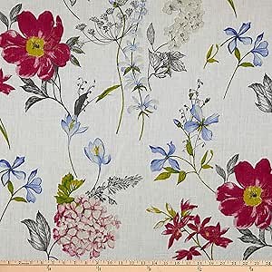 STOF France Crocus 100% Linen Bleu Rose, Fabric by the Yard
