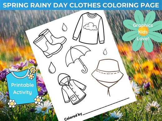 Rainy Day Spring Coloring Page Printable | Cute Kids Coloring Sheet | April Showers Activity | Instant Download | Toddler & Preschool Fun - Etsy UK