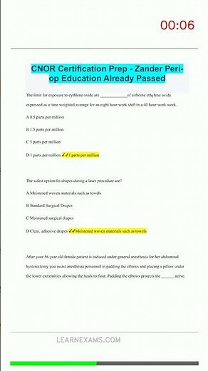 CNOR Certification Zander Periop Education Already Passed1801 Latest