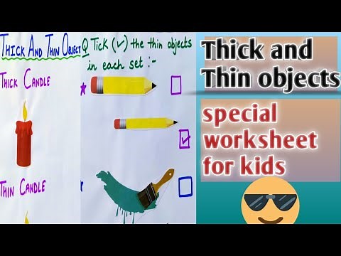Worksheet of thick and thin objects||Comparing Quanlities in Maths|Children Creations