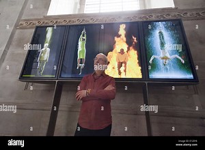 Video installation "Martyrs (Earth, Air, Fire, Water)" by American artist Bill Viola at St Paul's Cathedral in London, UK Stock Photo - Alamy