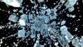 High quality frosted ice cube explosion in motion 4K