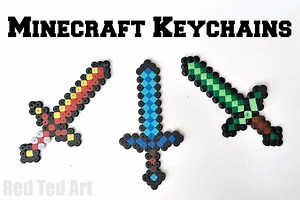 Minecraft Crafts: Diamond Sword (Perler Beads) - Red Ted Art - Kids Crafts