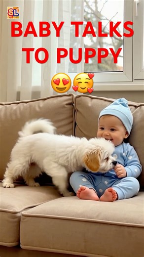 Baby Talks to Puppy for the Firdt Time 🥰😍 #shorts #baby #puppy #ai