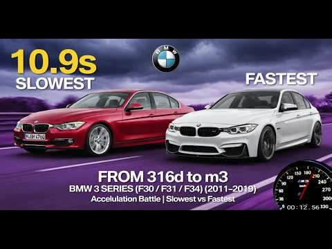 bmw serie 3 F30 F31 F34 (2011–2019) from 316d to M3 Acceleration battle