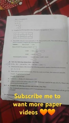 # Math 1st paper of class 10th special practice exam