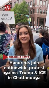 “NO KINGS” Hundreds of Chattanoogans gathered in Miller Park this morning to protest against Trump and ICE, joining the nationwide protests today. The streets were cleared by 11:30am. | Local 3 News