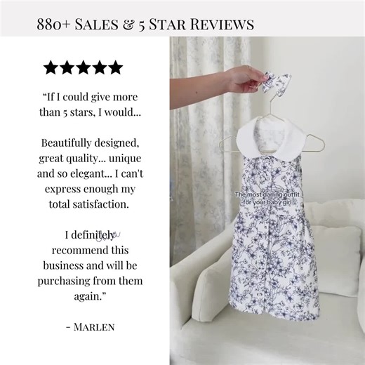 Baby Shower Gift Dress for Girls Personalized Blue and White Floral Cotton With Monogrammed Collar Elegant Newborn or Toddler Keepsake - Etsy