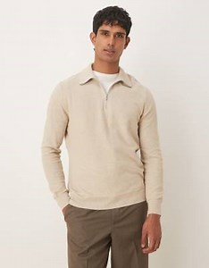 Mango - Pull en maille de coton mélangé avec col zippé - Beige | ASOS