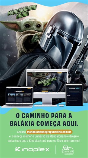 A dupla mais querida da galáxia já está pronta para levar os Kinéfilos para uma nova aventura! ✨🚀 O hotsite de #OMandalorianoEGrogu do #Kinoplex está no ar com conteúdos especialmente criados para os fãs embarcarem nessa missão ao lado de Mandaloriano e Grogu. Prepare-se para viver essa experiência épica nas telonas: acesse www.mandalorianoegrogunokino.com.br #StarWars #Cinema #TheMandalorin #BabyYoda