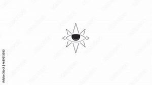 Esoteric magic eye dropping tears bw outline 2D concept animation. Sacred geometry monochrome linear cartoon 4K video. Witchcraft wiccan. Evil eye crying animated object isolated on white background
