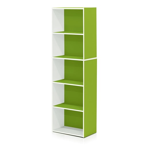 Furinno Luder 5-Tier Reversible Open Shelf Bookcase, Green