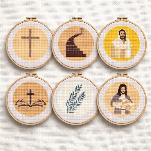 Christian Cross Stitch Pattern Bundle | Jesus, Cross, Olive Branch (PDF Download) - Etsy
