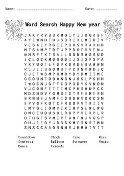 New Year & Winter Word Search Worksheets (100 Pages PDF)