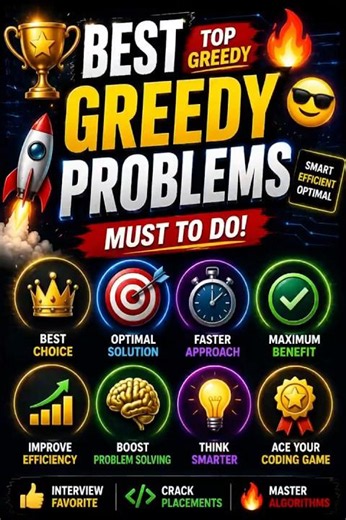 Best Greedy Coding Problems | Top 5 Best Greedy Programming Questions