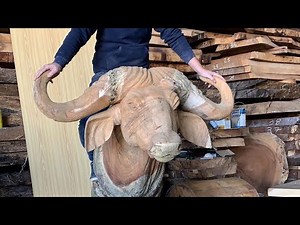How To Carve Cape Bufallo from Suar Wood - Master Wood Carving