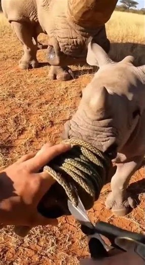 Hands Cutting Strap in a Savanna Hollow