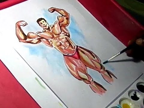 How to Draw Bodybuilder Muscles Color Drawing