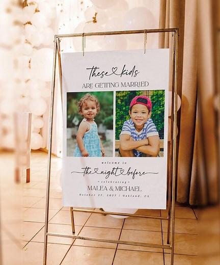 These Kids Are Getting Married Sign, the Night Before Welcome Sign, Wedding Rehearsal Dinner Welcome Sign, Kids Photo, Printable & Editable - Etsy